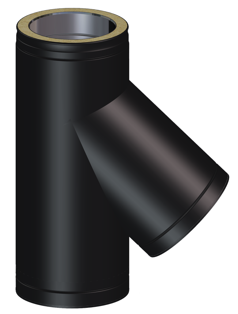 Matt Black Twin Wall 135˚ Tee For Dry Application and Natural Draught