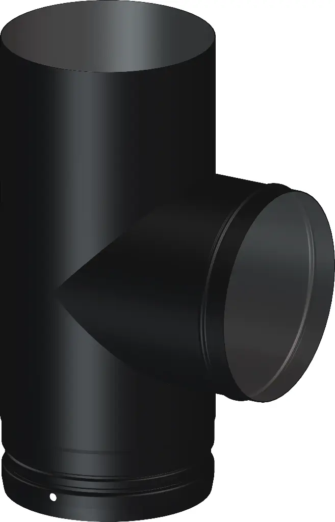 Matt Black Vitreous 90˚ Tee with Draught Stabiliser