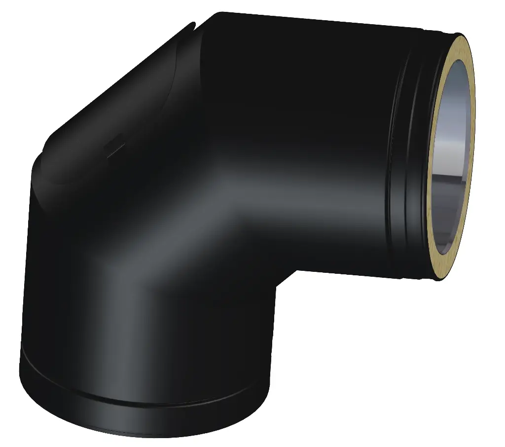 Matt Black Twin Wall 87˚ Elbow with Inspection Door