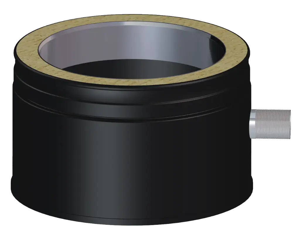 Matt Black Twin Wall Soot Collector with Lateral Drain