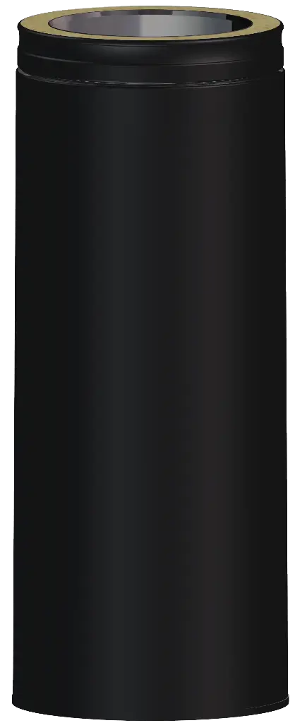 Matt Black Twin Wall Long Insulated Flat Adaptor from Single Wall to Double Wall - 1000mm