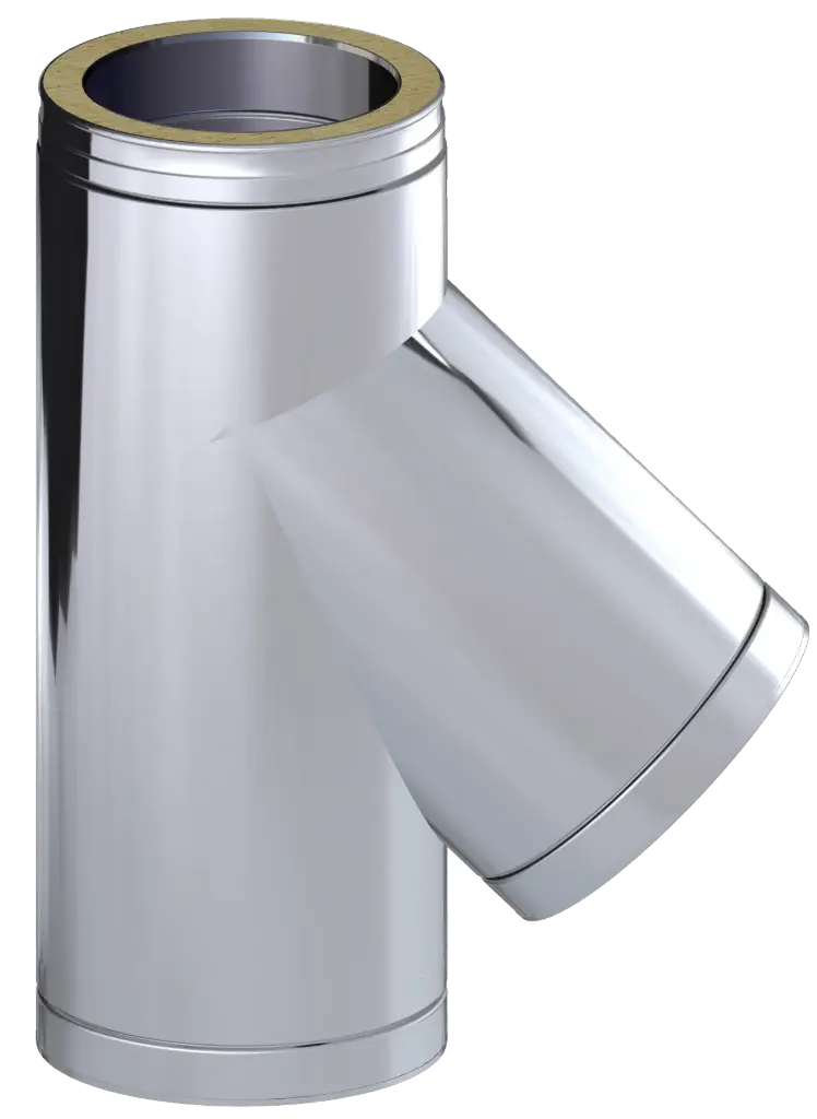 Stainless Steel Twin Wall 135˚ Tee For Dry Application and Natural Draught