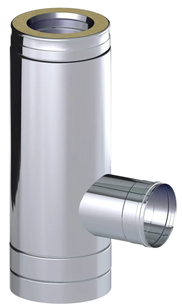 Stainless Steel Twin Wall 90˚ Tee with 80mm Branch & Soot Collector