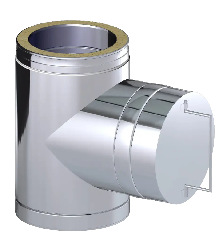 Stainless Steel Twin Wall 93˚ Tee with Inspection