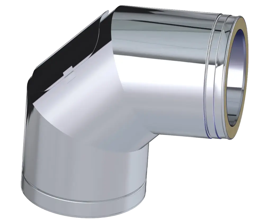 Stainless Steel Twin Wall 90˚ Elbow with Inspection Door