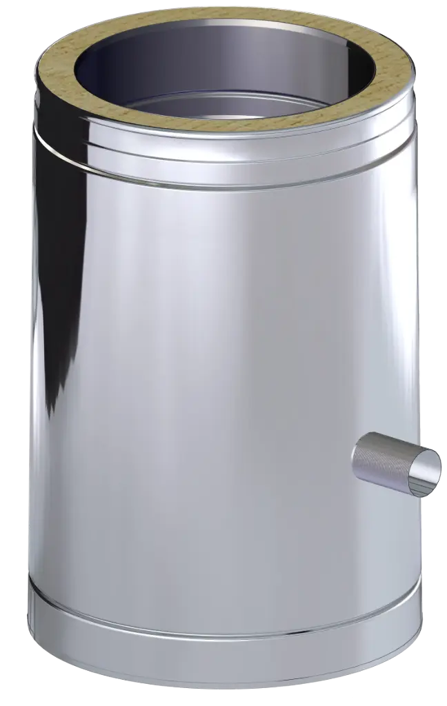 Stainless Steel Twin Wall Straight Length with Lateral Drain - 300mm