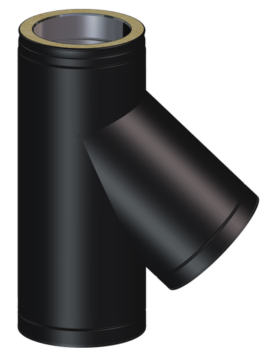 Matt Black Twin Wall 135˚ Tee For Dry Application and Natural Draught