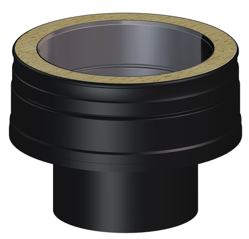 Matt Black Twin Wall Short Insulated Flat Adaptor from Single Wall to Double Wall