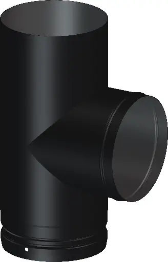 Matt Black Vitreous 90˚ Tee with Draught Stabiliser