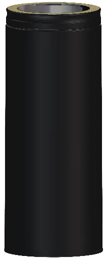 Matt Black Twin Wall Long Insulated Flat Adaptor from Single Wall to Double Wall - 500mm