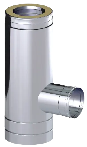 Stainless Steel Twin Wall 90˚ Tee with 80mm Branch & Soot Collector