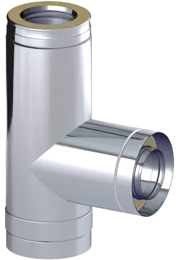 Stainless Steel Twin Wall 90˚ Tee with Female Branch & Soot Collector