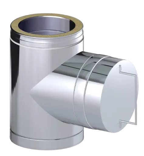 Stainless Steel Twin Wall 93˚ Tee with Inspection