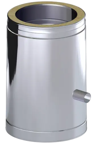 Stainless Steel Twin Wall Straight Length with Lateral Drain - 300mm